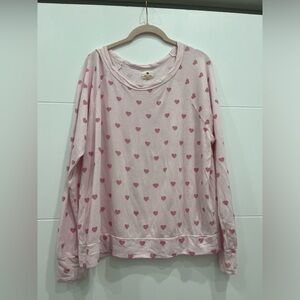 Sundry Pink Heart Patterned Sweatshirt